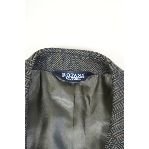 Botany 500 Blazer Men 41R Gray Plaid 100% Lambswool 2 Button Tweed - Picture 10 of 15